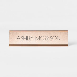 Faux Rose Gold Desk Name Plate