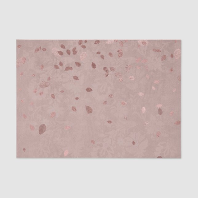 Faux Rose Gold Elegant Fall Leaves Tissue Paper (Front)