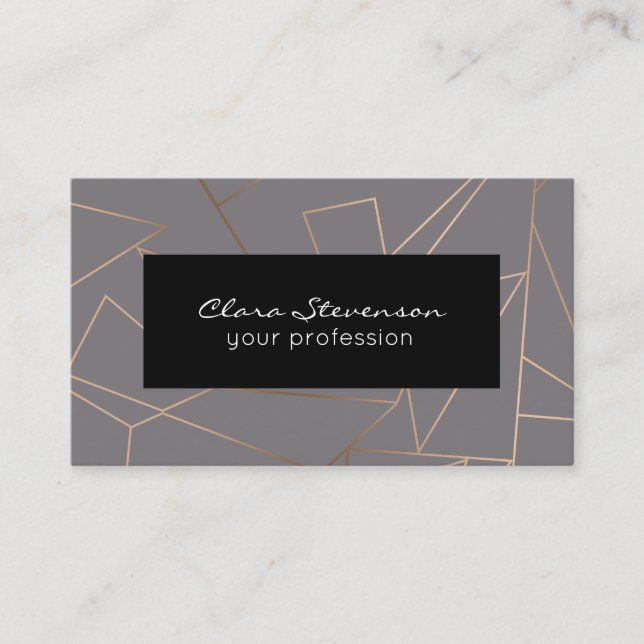 Faux rose gold elegant modern minimalist geometric business card (Front)