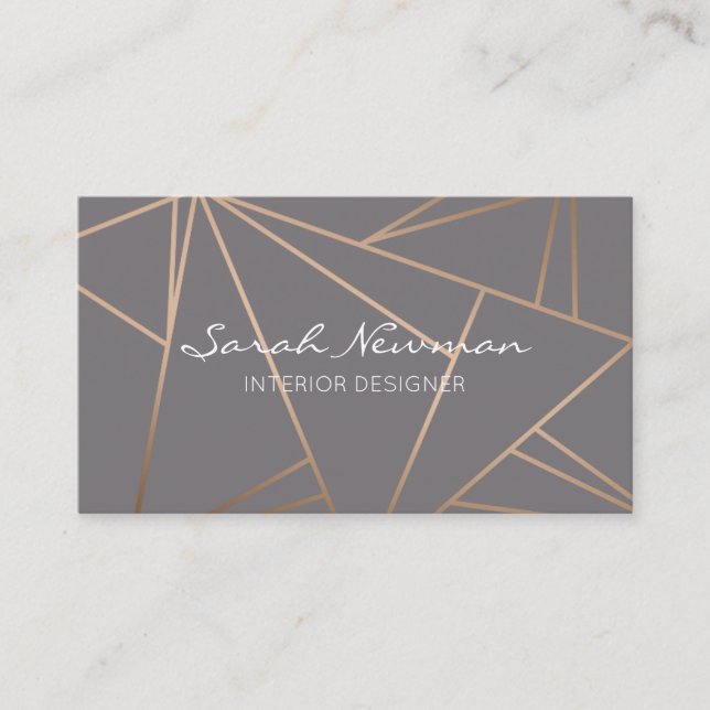 Faux rose gold elegant modern minimalist geometric business card (Front)