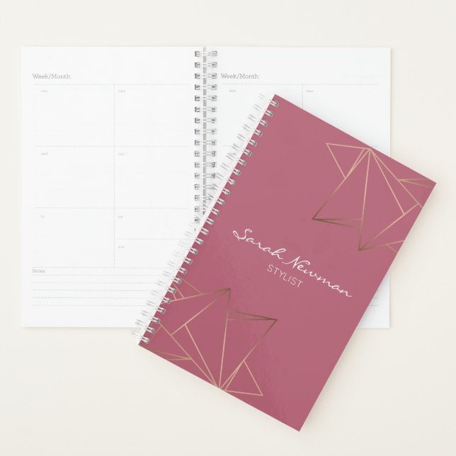 Faux rose gold elegant modern minimalist geometric planner (Display)