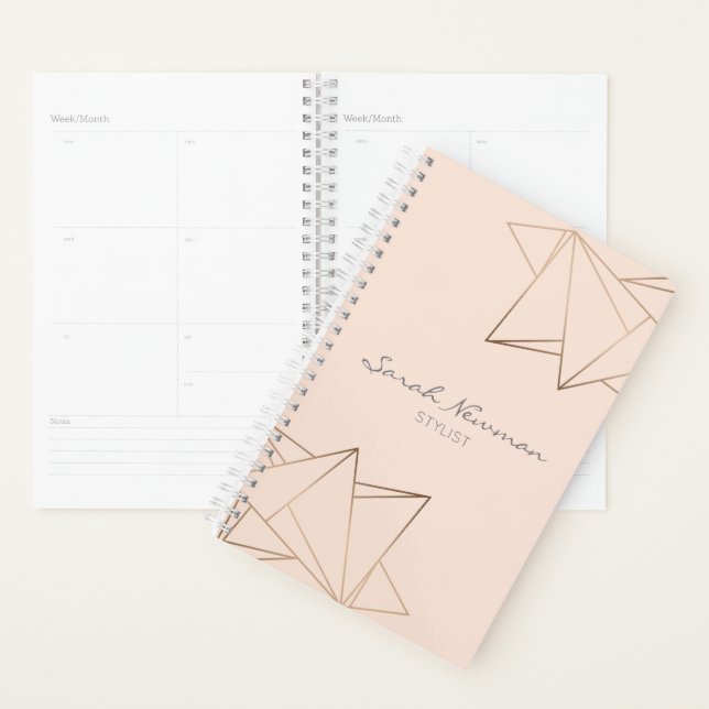 Faux rose gold elegant modern minimalist geometric planner (Display)