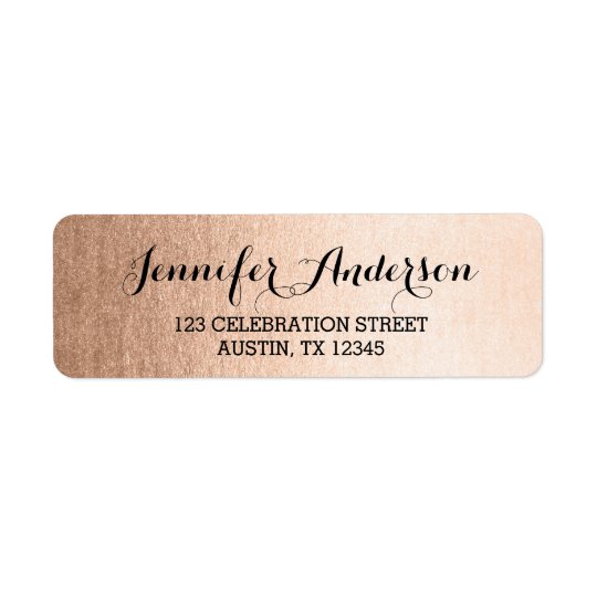 Faux Rose Gold Elegant Script Modern Return Address Label