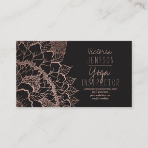 Faux rose gold floral mandala yoga instructor business card