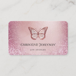 FAUX rose gold foil butterfly Business Card