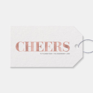Faux Rose Gold Foil Cheers New Year's Gift Tag