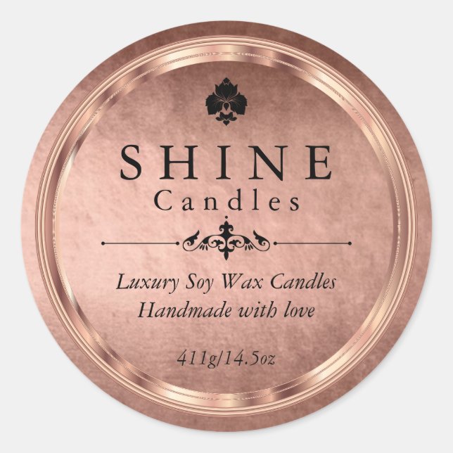 Faux Rose Gold Foil  Classic Round Sticker (Front)