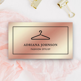 Faux Rose Gold Foil Clothes Hanger Fashion Stylist Business Card