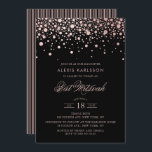 Faux Rose Gold Foil Confetti Black Bat Mitzvah Invitation<br><div class="desc">Invite family and friends to your daughter Bat Mitzvah with this modern and elegant invitation. It features faux rose gold confetti dots and stripes pattern on black background. Personalise by adding name,  date,  time,  venue and other event details. Matching items are available.</div>