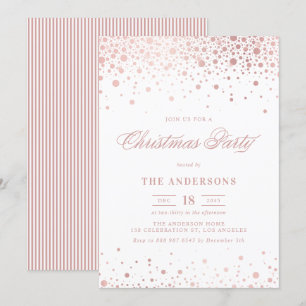 Faux Rose Gold Foil Confetti Christmas Party Invitation