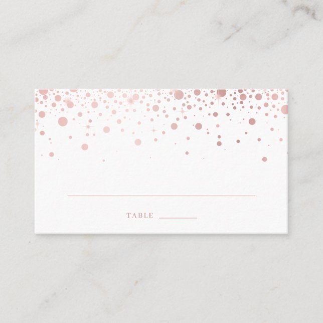 Faux Rose Gold Foil Confetti Dots Elegant Wedding Place Card (Front)