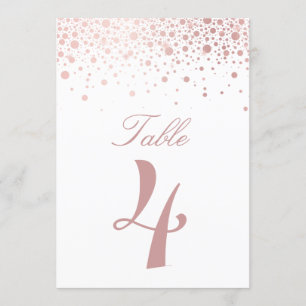Faux Rose Gold Foil Confetti Dots Table Numbers