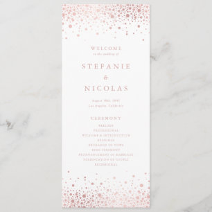 Faux Rose Gold Foil Confetti Dots Wedding Programme