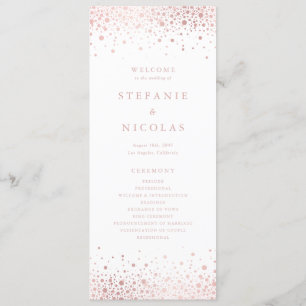 Faux Rose Gold Foil Confetti Dots Wedding Programme
