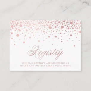 Faux Rose Gold Foil Confetti Dots Wedding Registry Enclosure Card