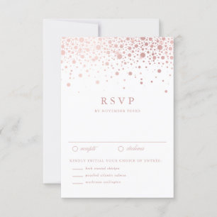 Faux Rose Gold Foil Confetti Dots Wedding RSVP Card