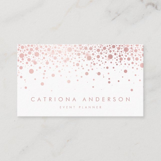 Faux Rose Gold Foil Confetti Modern Business Card (Front)
