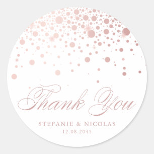 Faux Rose Gold Foil Confetti Thank You Sticker