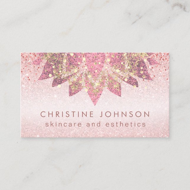 faux rose gold foil decor skincare and aesthetics business card (Front)