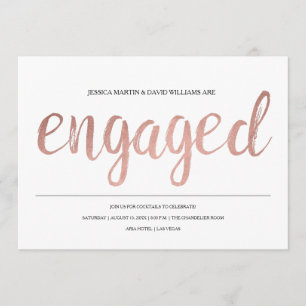 Faux Rose Gold Foil Engaged Invitation
