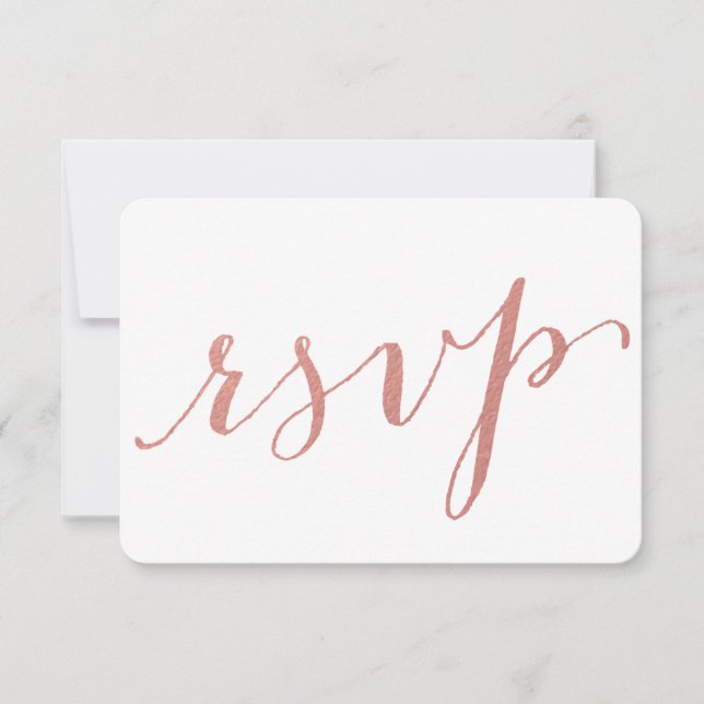 Faux Rose Gold Foil Glamour | Wedding RSVP Card (Front)