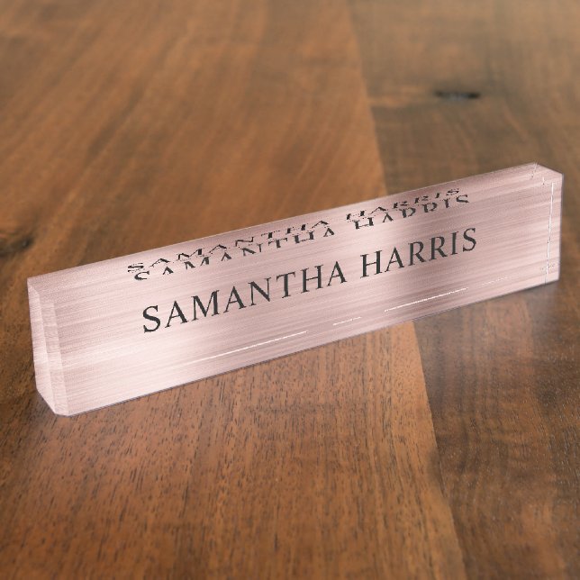 Faux Rose Gold Foil Luxury Nameplate (Side)