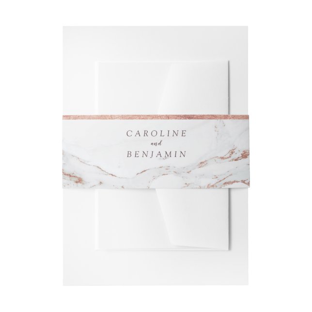 Faux Rose gold foil marble luxury modern wedding Invitation Belly Band (Front Example)