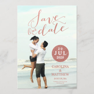 Faux Rose Gold Foil | Photo Save the Date Card