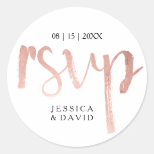 Faux Rose Gold Foil RSVP Classic Round Sticker