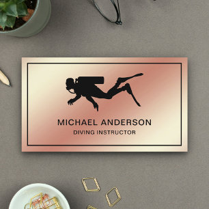 Faux Rose Gold Foil Scuba Diving Instructor Business Card