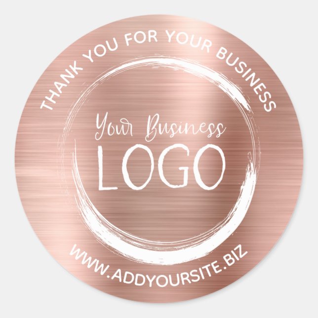 Faux Rose Gold Foil Thank You for Your Business Classic Round Sticker (Front)