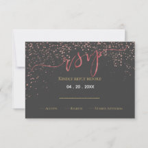 Faux Rose gold foil wedding design RSVP