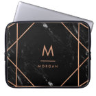 Faux Rose Gold Geometric | Black Marble Look