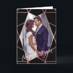 Faux Rose Gold Geometric Lines Photo Thank You<br><div class="desc">These stylish photo thank you cards are perfect for after your wedding. The front of the cards are black with a faux rose gold geometric diamond pattern, and the words "thank you" in trendy white calligraphy. Add your own wedding photo to the centre. The inside is easy to personalise with...</div>