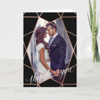 Faux Rose Gold Geometric Lines Photo Thank You