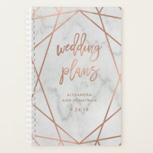 Faux Rose Gold Geometric Marble Wedding Planner