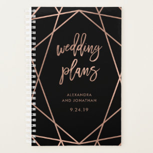 Faux Rose Gold Geometric on Black Wedding Planner