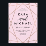 Faux Rose Gold Geometric on Blush Pink Wedding Invitation<br><div class="desc">This stylish wedding invitation features a modern,  faux rose gold geometric design on a trendy blush pink background.</div>