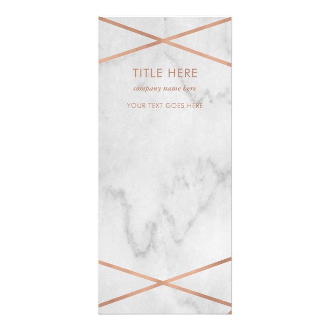 Faux Rose Gold Geometric on Marble Rack Card (Front)