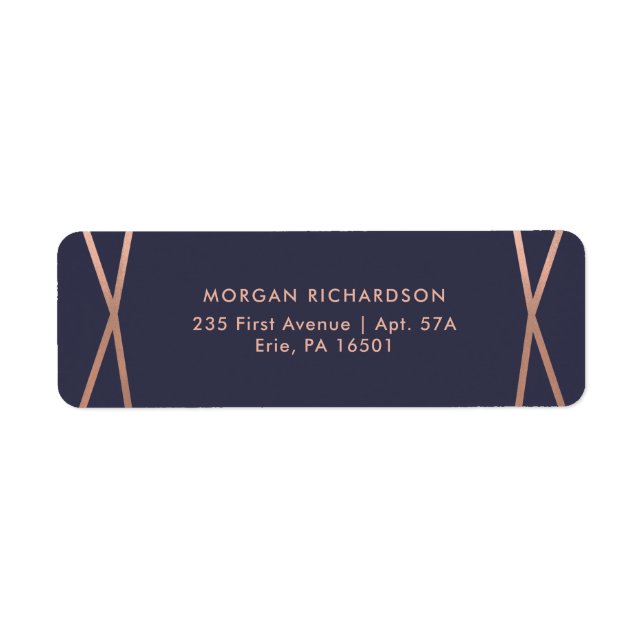 Faux Rose Gold Geometric on Midnight Blue (Front)