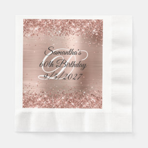 Faux Rose Gold Glitter and Foil 60th Birthday Napkin