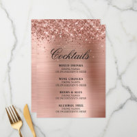 Faux Rose Gold Glitter and Foil Cocktails Bar