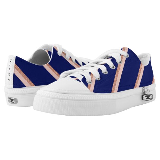 faux rose gold glitter and pink stripes pattern low tops