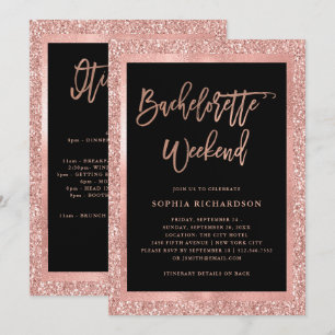 Faux Rose Gold Glitter   Bachelorette Weekend Invitation