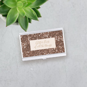 Faux Rose Gold Glitter Boss Business Card Case