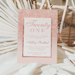 Faux rose gold glitter elegant chic 21st birtday invitation<br><div class="desc">A modern, pretty chic and elegant faux rose gold glitter shower ombre twenty one, with pastel blush pink color block twenty first birthday party invitation with rose gold ombre pattern fading onto a pink background with and elegant gold frame Perfect for a princess 21st birthday, perfect for her, the fashionista...</div>