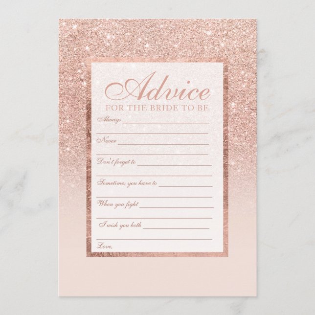 Faux rose gold glitter elegant chic Advice bridal (Front)
