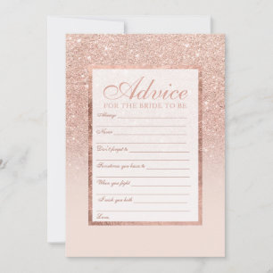 Faux rose gold glitter elegant chic Advice bridal Card