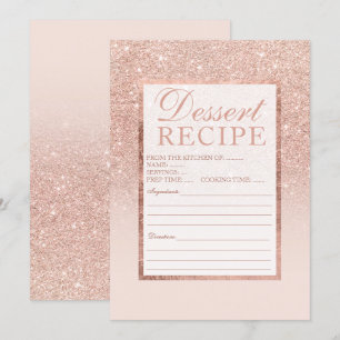 Faux rose gold glitter elegant chic dessert recipe invitation