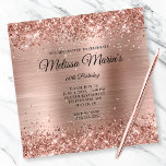 Faux Rose Gold Glitter Foil Monogram 60th Birthday Invitation<br><div class="desc">A glamourous monogrammed 60th birthday celebration invitation for her. Faux sparkly rose gold glitter against a coordinating faux shiny brushed metal foil graphic design. The fancy black and white calligraphy script monogram and text can be customised or deleted. Change the text style, colour, size, spacing and font face. All the...</div>
